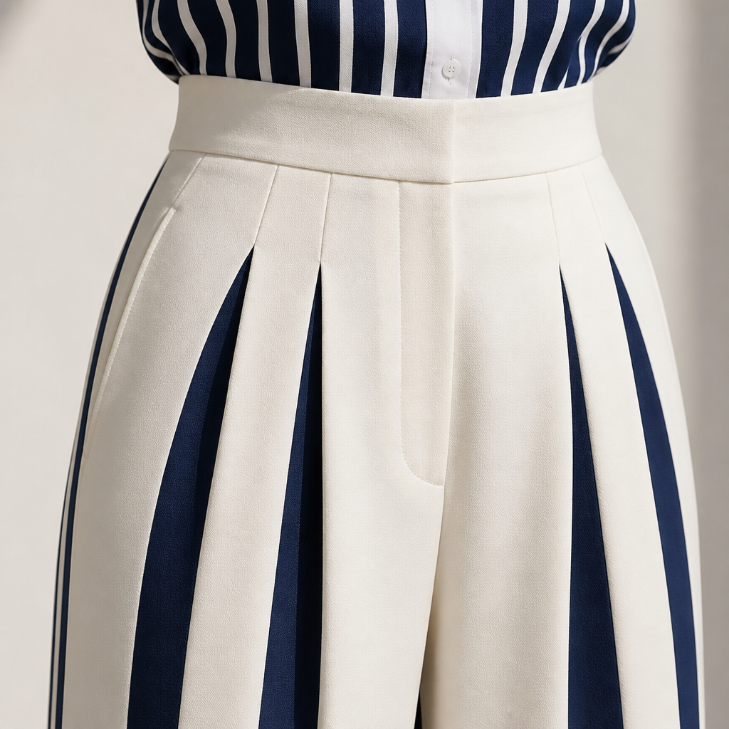 FlexiSilk™ – Stylish Striped Shirt with Wide-Leg Pants Set