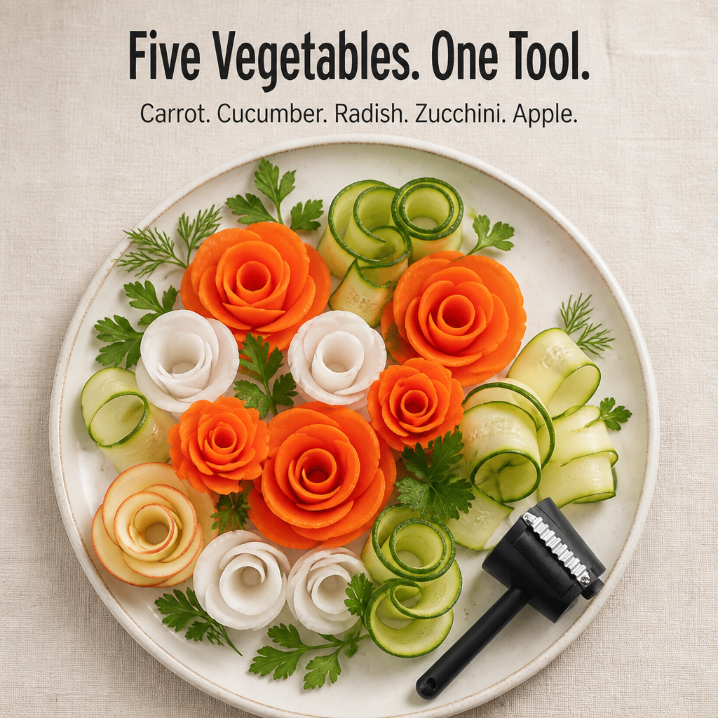 BloomCurl™ — Twist Carrots Into Bistro-Quality Roses in Less Than a Minute