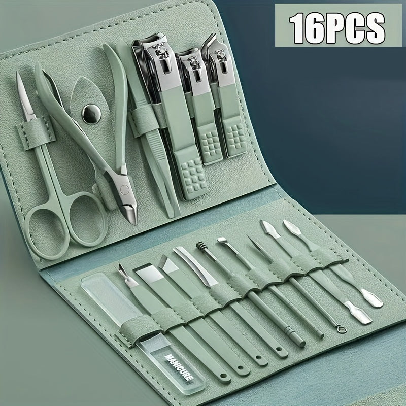 Essential 16-Piece Stainless Steel Nail Care Kit