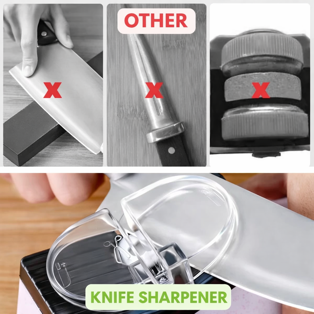 Knife Sharpener | Two-Stage Honing | Stable Guide Slots | Improved Cutting Efficiency