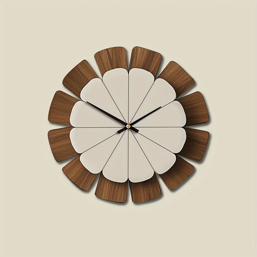 Round Wooden Wall Clock with Battery Operated Mechanism