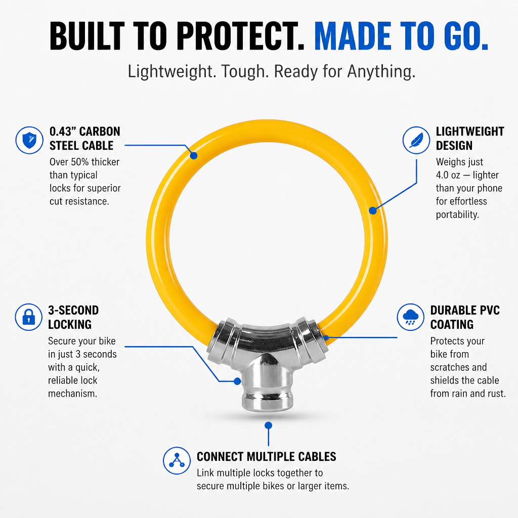 VeloShield™ Cable Lock — Feel Unbreakable Freedom Without the Bulk or Weight