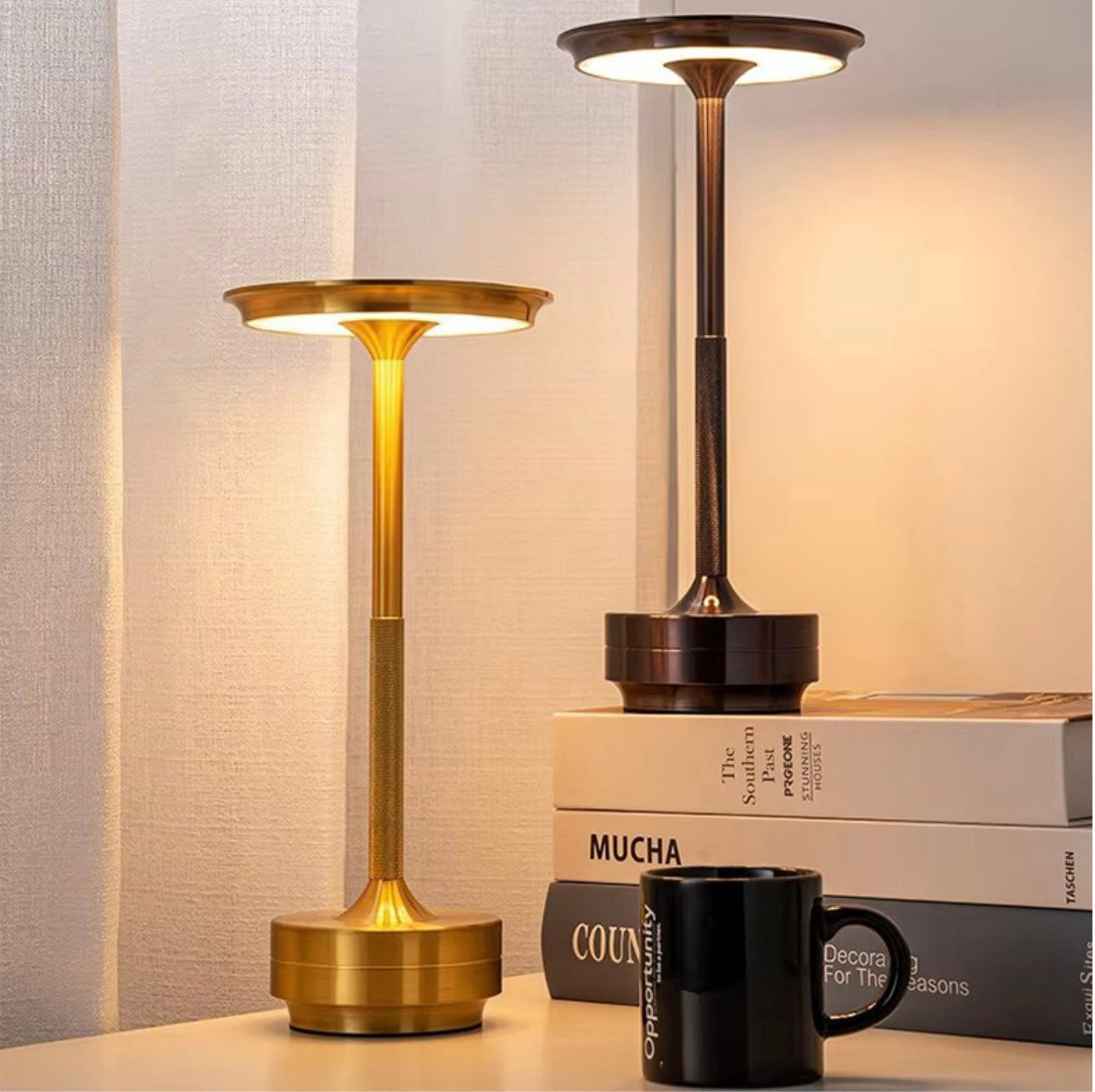 Wireless LED Desk Lamp with Touch Dimmer – Aluminum Build, IP44 Rated