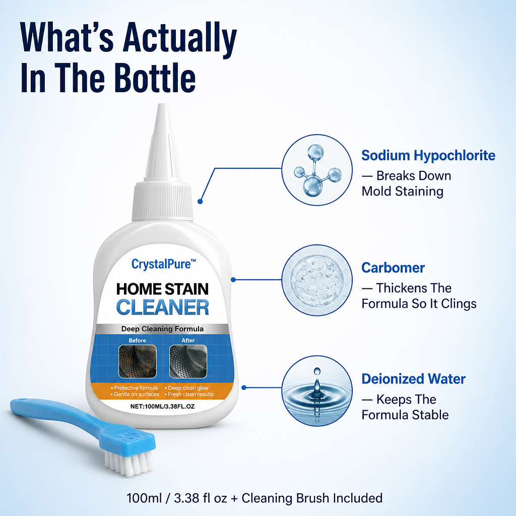 CrystalPure™ — Remove Black Mold from Washing Machine Seals & Grout Within Hours