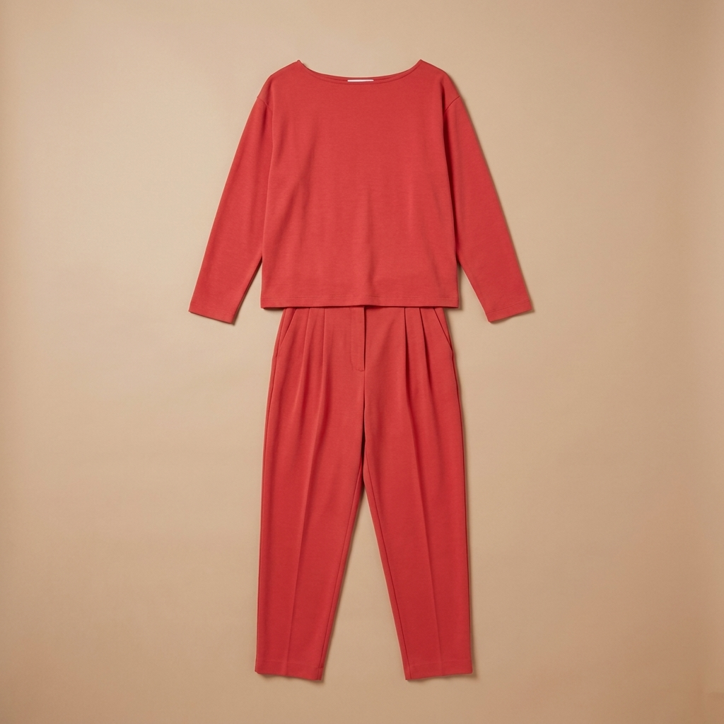 LuminaEase™ – Laid-Back Boat-Neck Top & Slimmed Pant Set