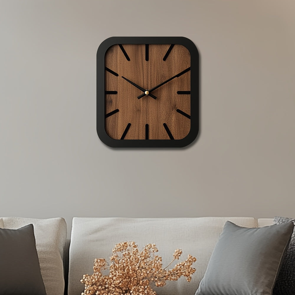 TimberCraft - Artisan Square Wooden Clock with Battery Operation