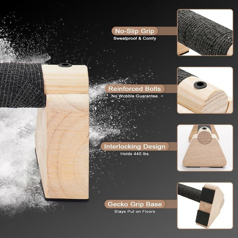 Sturdy Wood Push-Up Bars for Effective Home Workouts