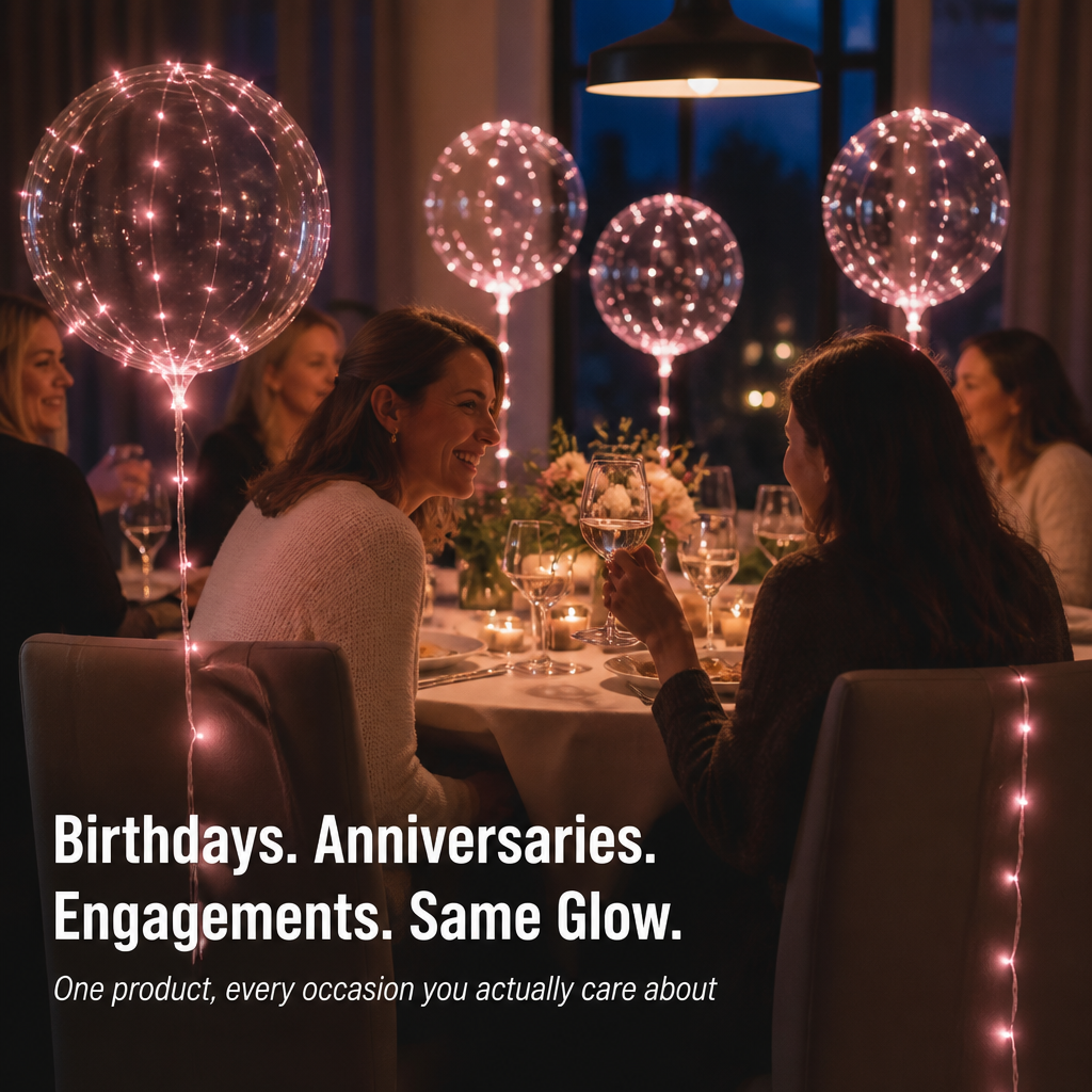 GlowNova™ LED Balloons — Display the Glow Your Guests Can’t Stop Talking About