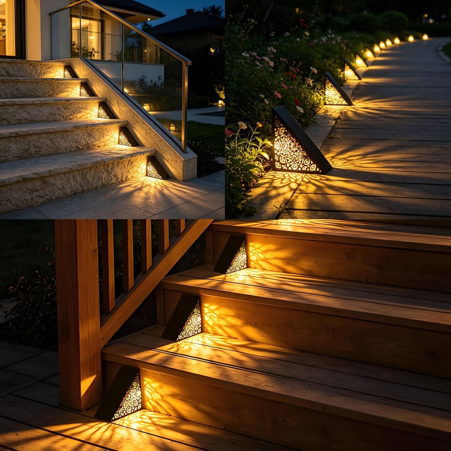 Outdoor Solar Step Lights in Metal Design