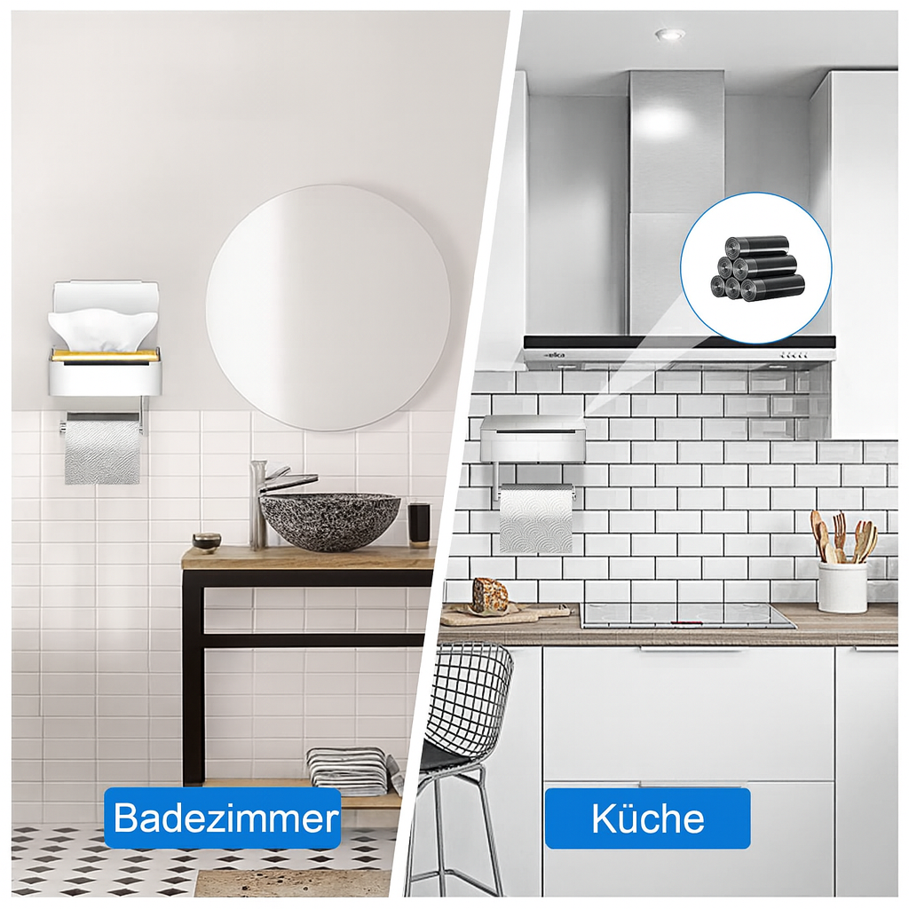 Tissue Dispenser | Stainless Steel Bathroom Paper Holder | 2-in-1 Shelf and Holder | SteelShelf