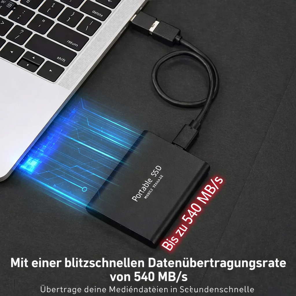 External Storage | 128GB Portable SSD | USB-C & USB 3.1 | Ultra-Compact | Shockproof Build | DataVault