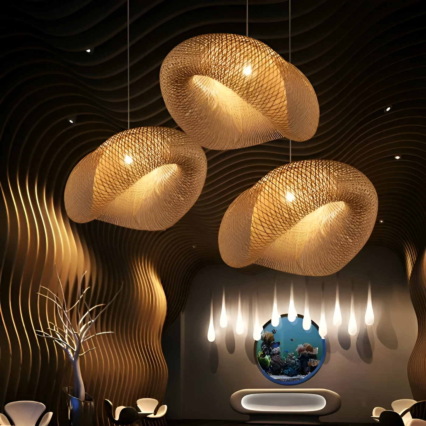 Organic-Style Bamboo Pendant Lamp Featuring Natural Design
