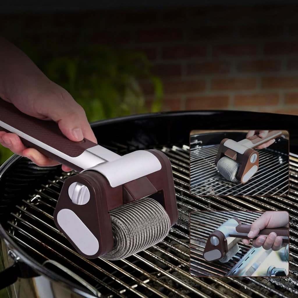 Electric Grill Cleaning Brush with Stainless Steel Roller