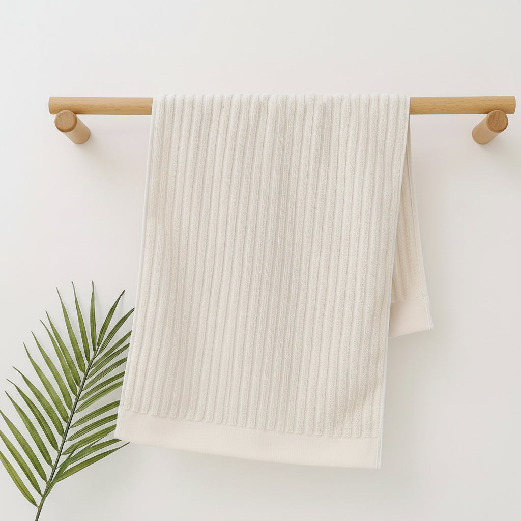 Chic Cotton Loop Towels Set with Stripes for Easy Hanging