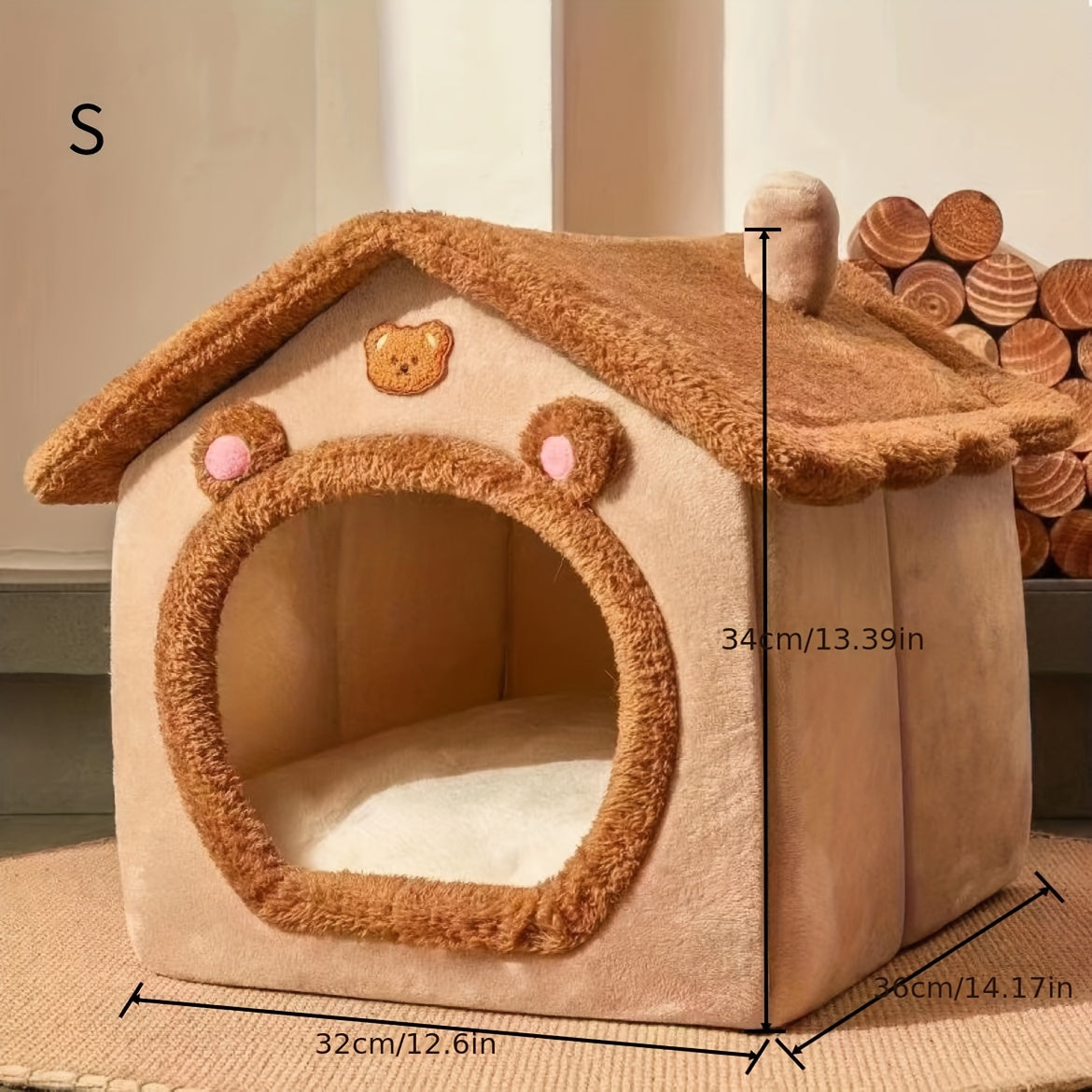 Cozy Retreat - Enclosed Plush Cat Bed for Winter Warmth