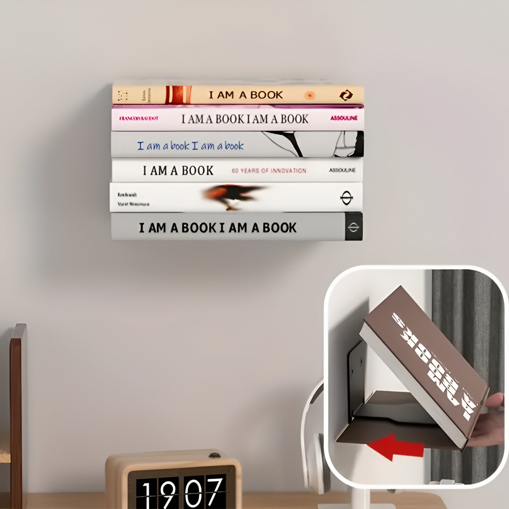 Floating Wall Shelf | Stealth Suspension Style for Books | Robust Iron Mounting Bracket | FloatShelf