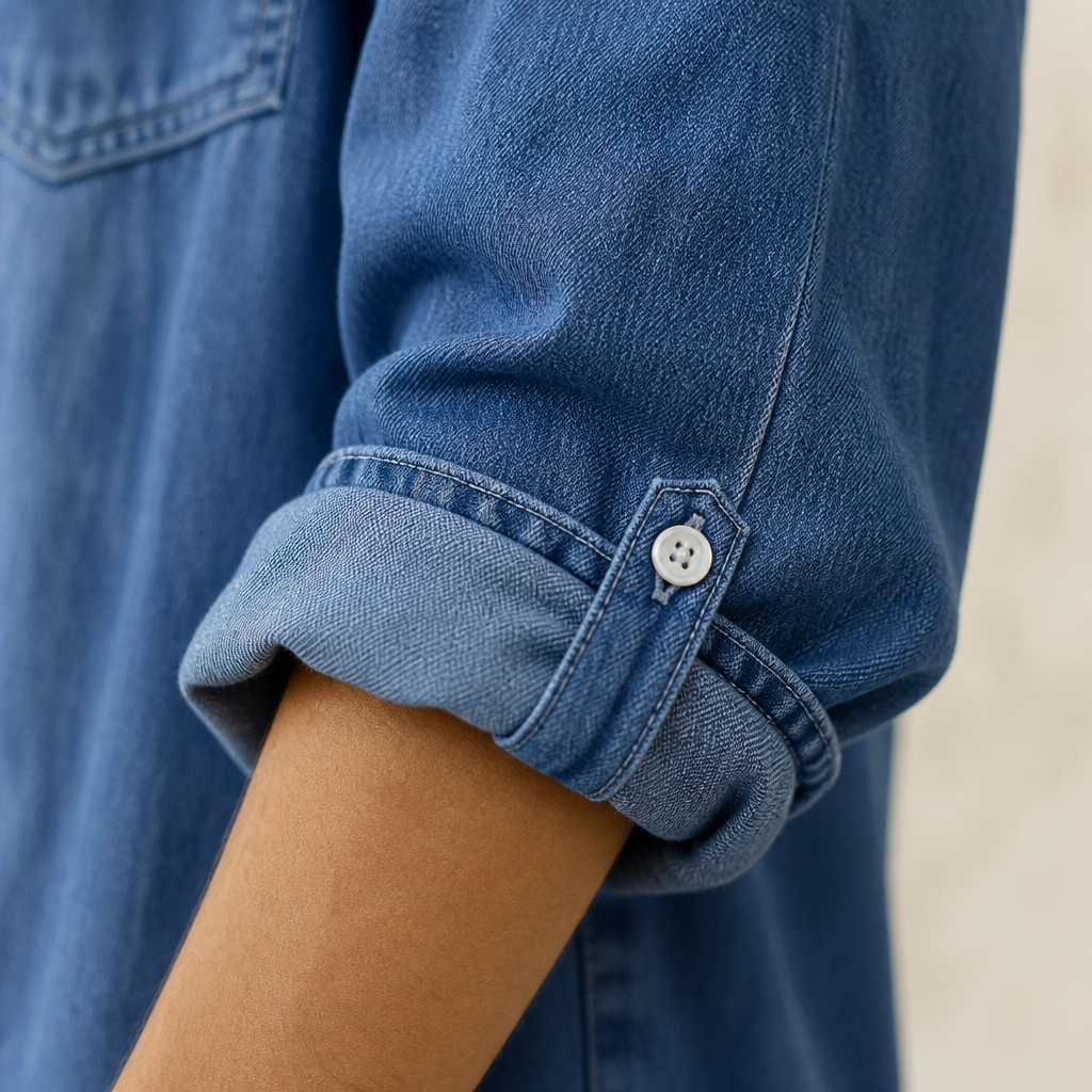 Flowease™ – Laid-Back Wide-Leg Denim Jumpsuit Featuring Button-Front Top