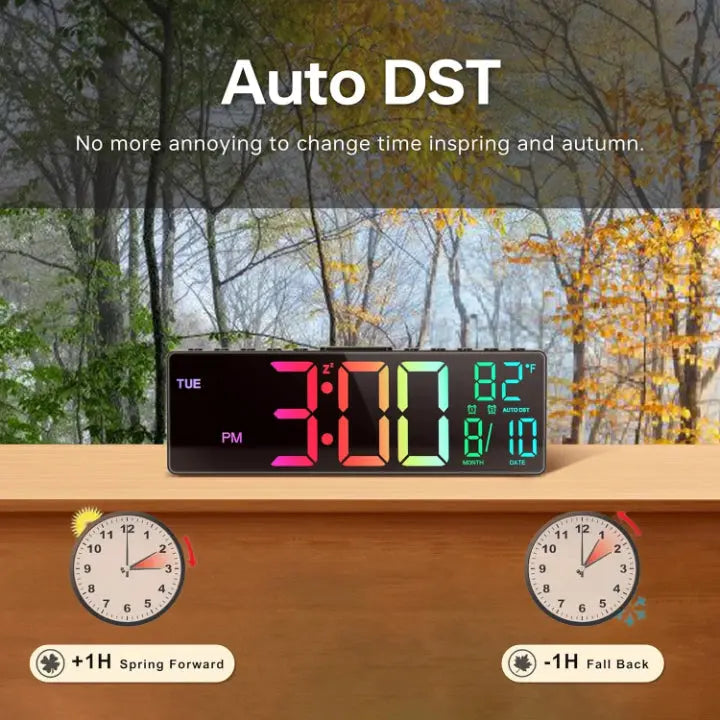 Oversized Digital Wall Clock with RGB Lighting