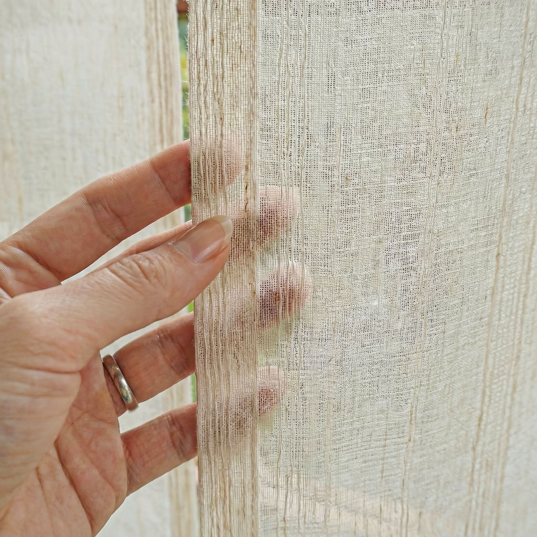 Outdoor Sheer Curtains in Faux Linen for Boho Patio Privacy