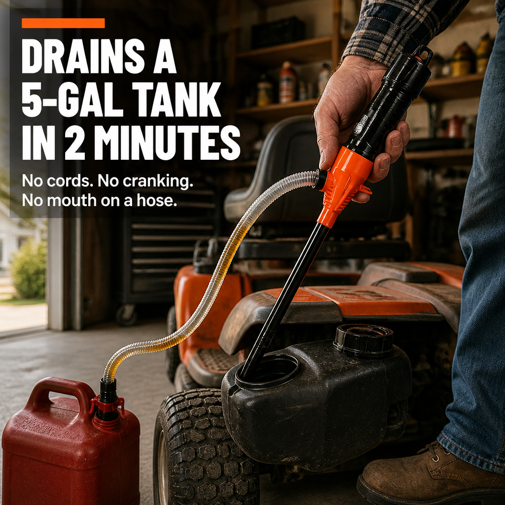 TurboFlow™ — Transfer Fuel, Water, or Oil Hands-Free at 2.2 Gallons per Minute