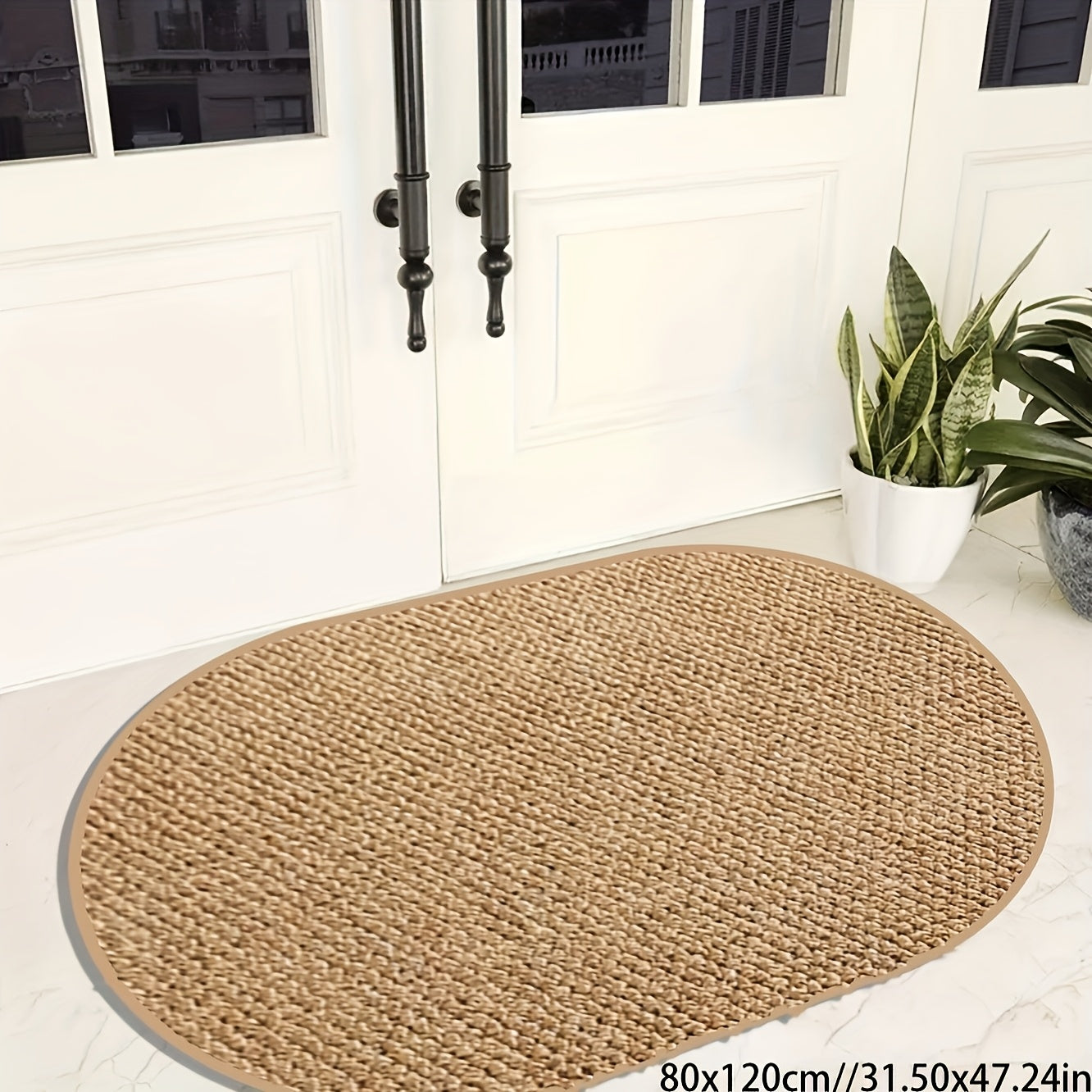 NordicElegance - Versatile Oval Brown Entryway Rug for Every Space