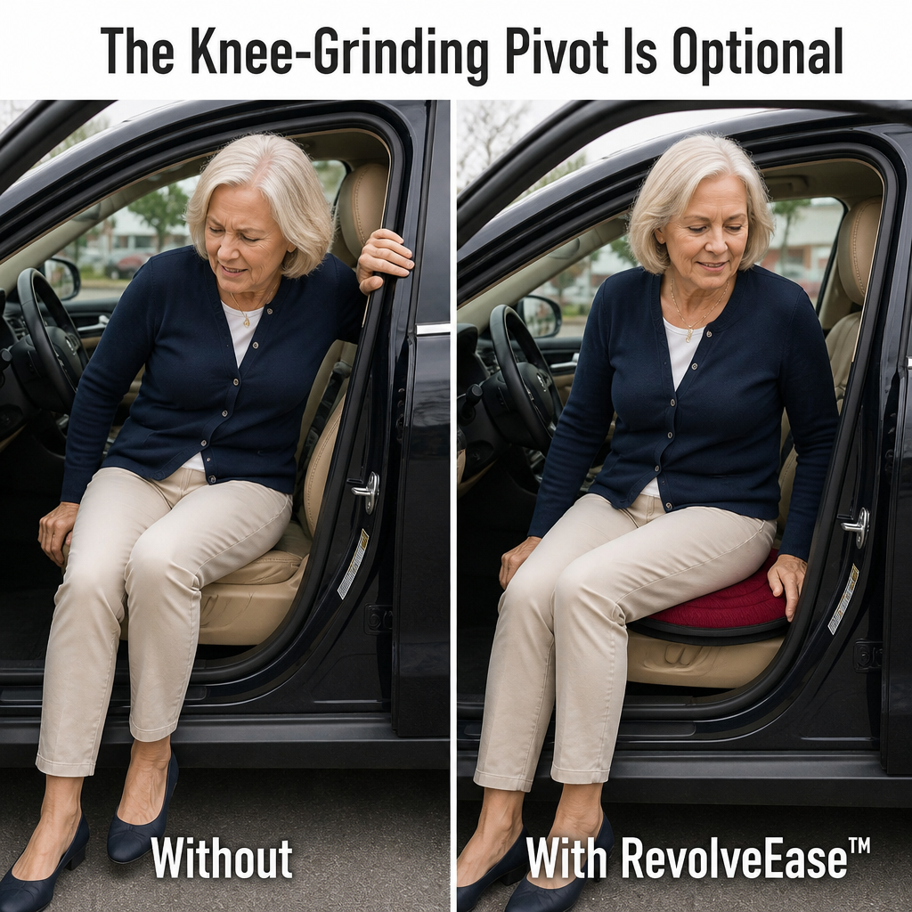 RevolveEase™ — Slide Into and Out of Any Seat Without the Knee-Twisting Grind