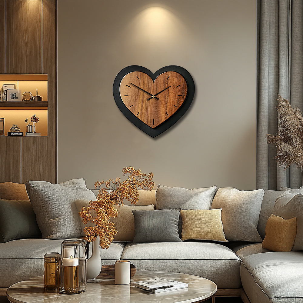 Heartfelt Elegance – Rustic Wooden Wall Clock