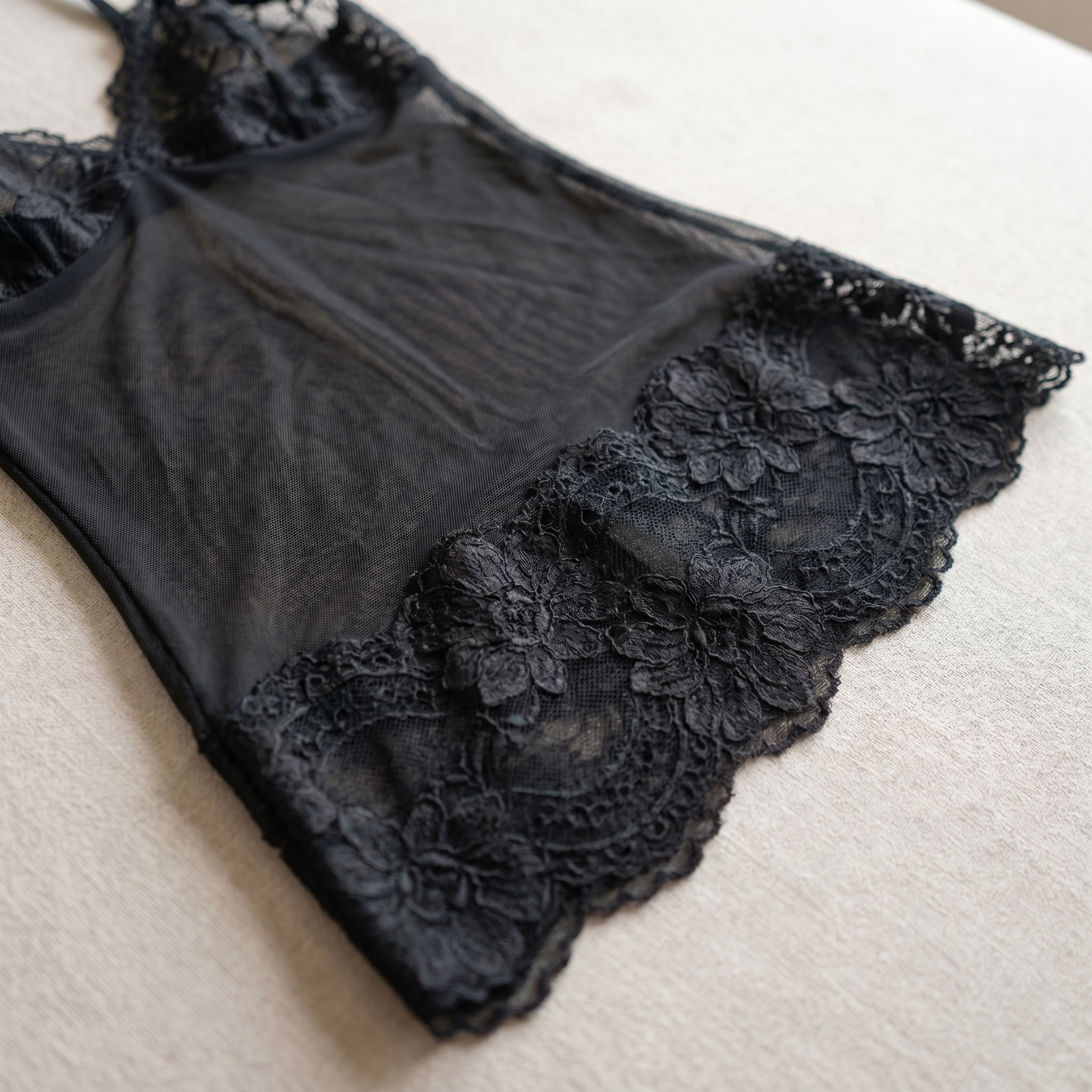 Enchantress™ – Transparent Floral Lace 3-Piece Lingerie Ensemble with Mesh Robe