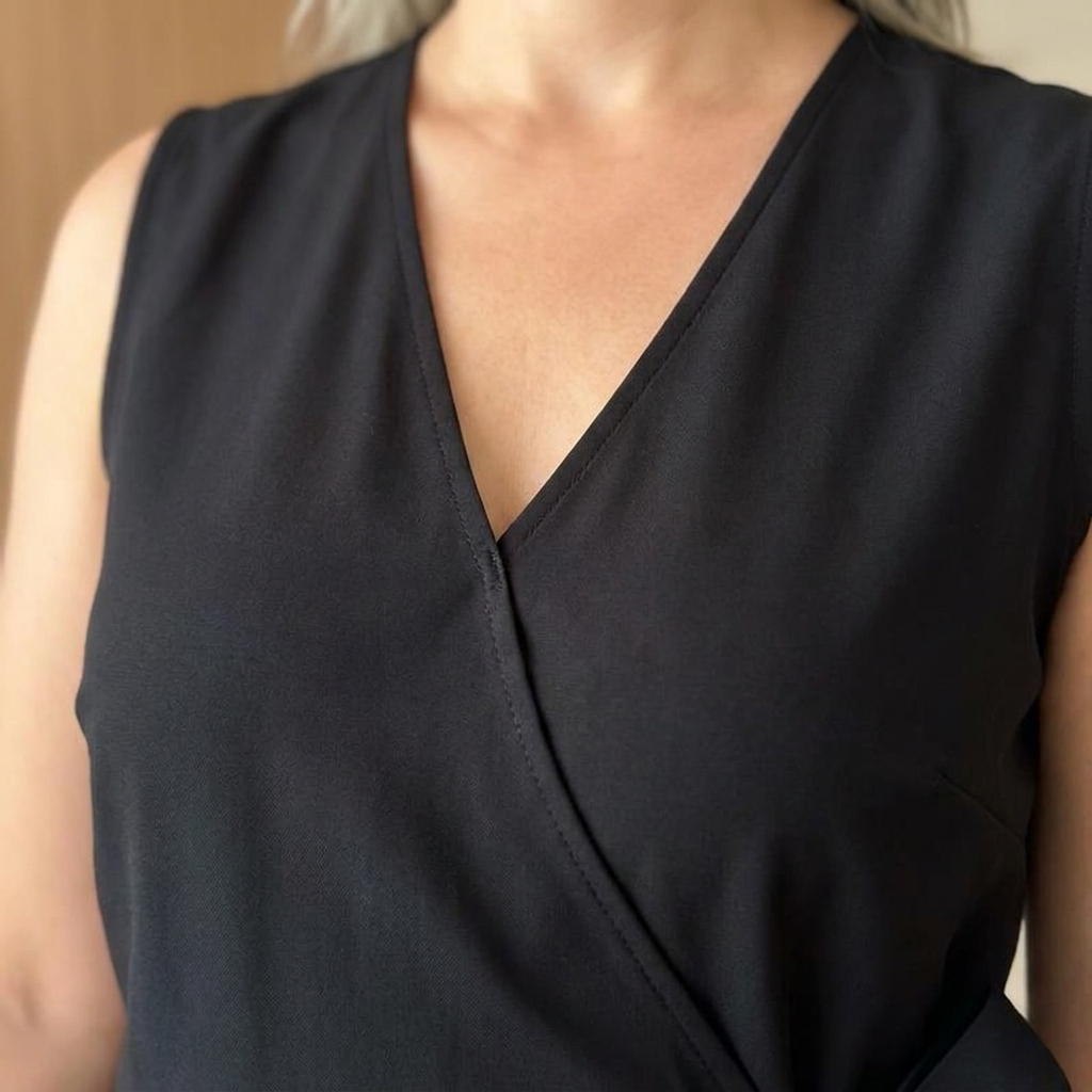 SereneSilhouette™ – Chic Sleeveless Wrap-Front Jumpsuit Featuring Side Tie
