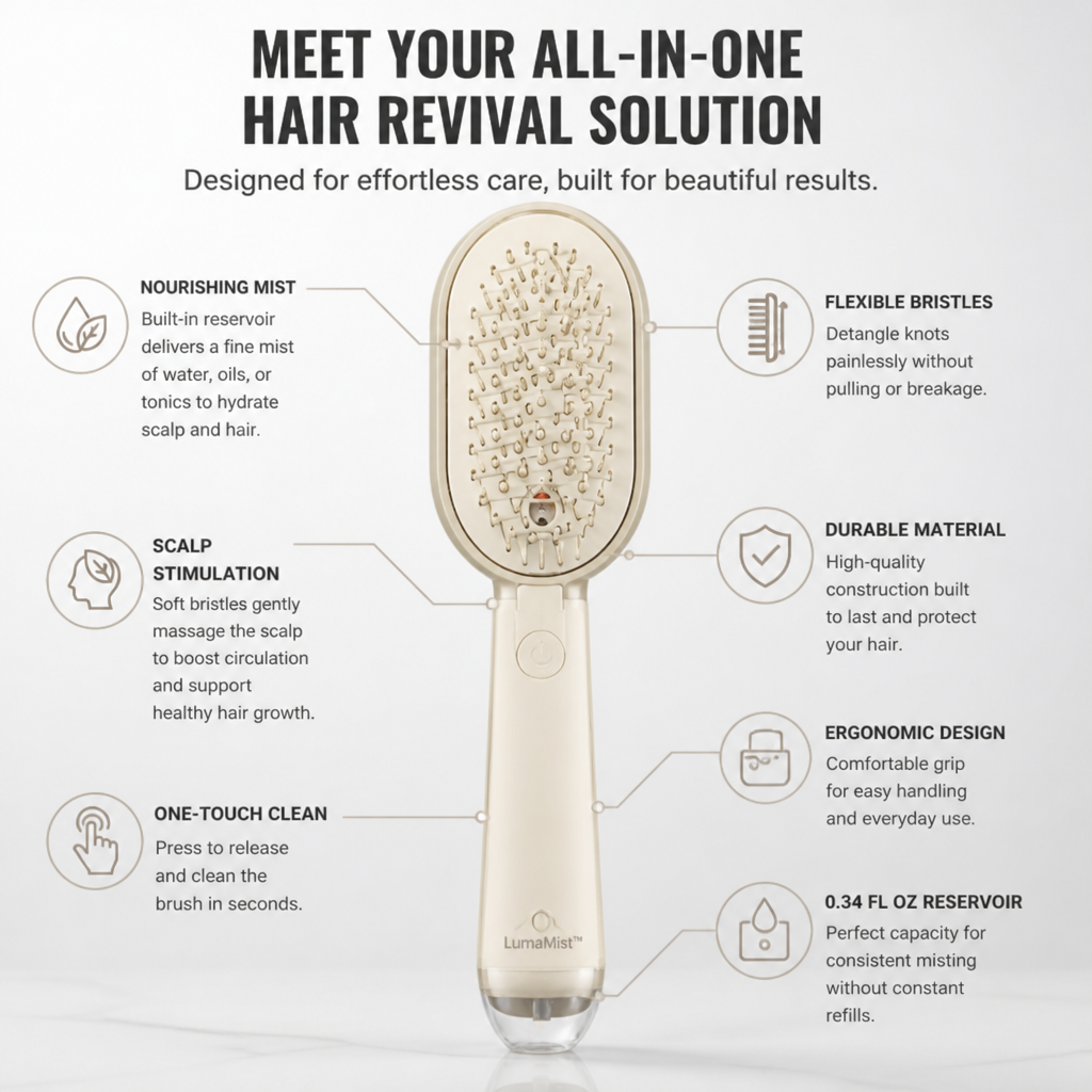 LumaMist™ — Effortless Detangling That Nourishes and Revives Every Strand