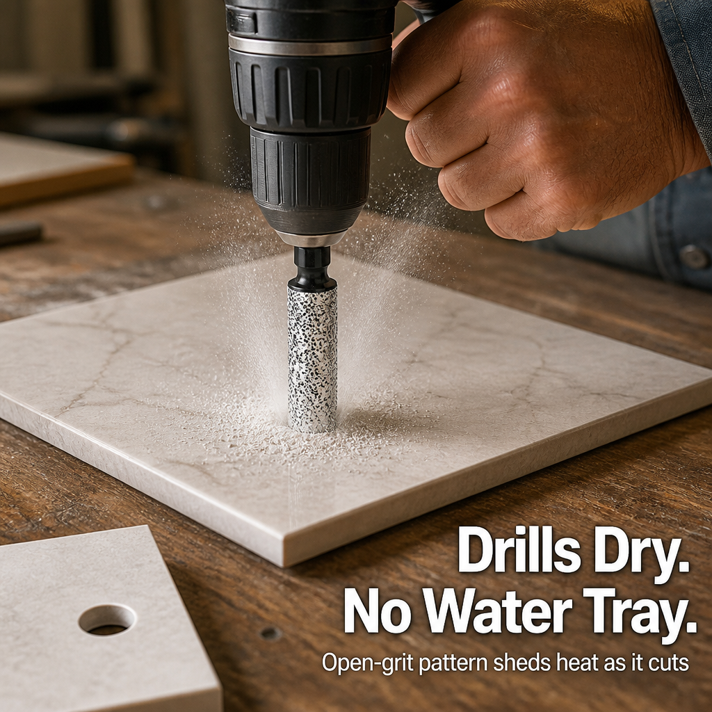 TriumphEdge™ — Drill Spotless Holes in Tile, Marble & Glass Dry