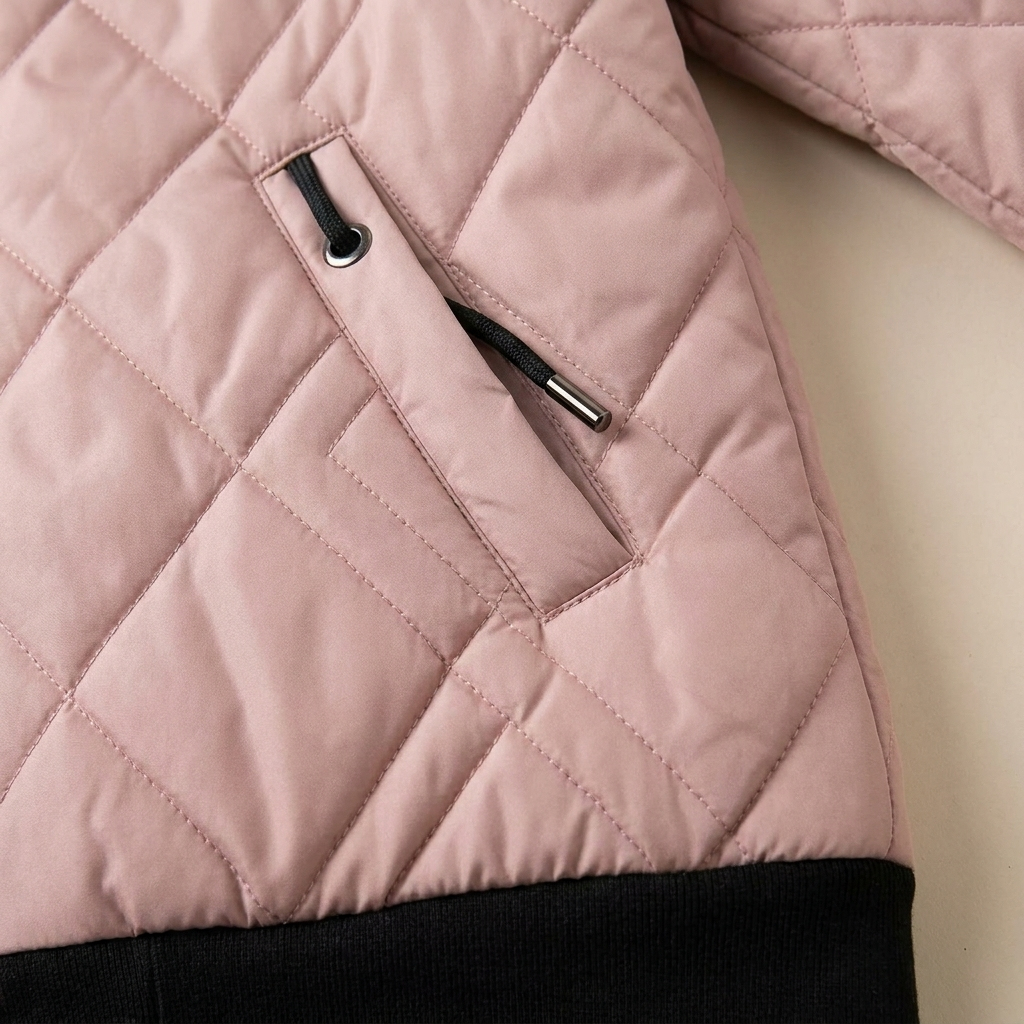 RamoraVibe™ – Diamond-Stitched Hooded Parka Featuring Adjustable Drawstring Hood