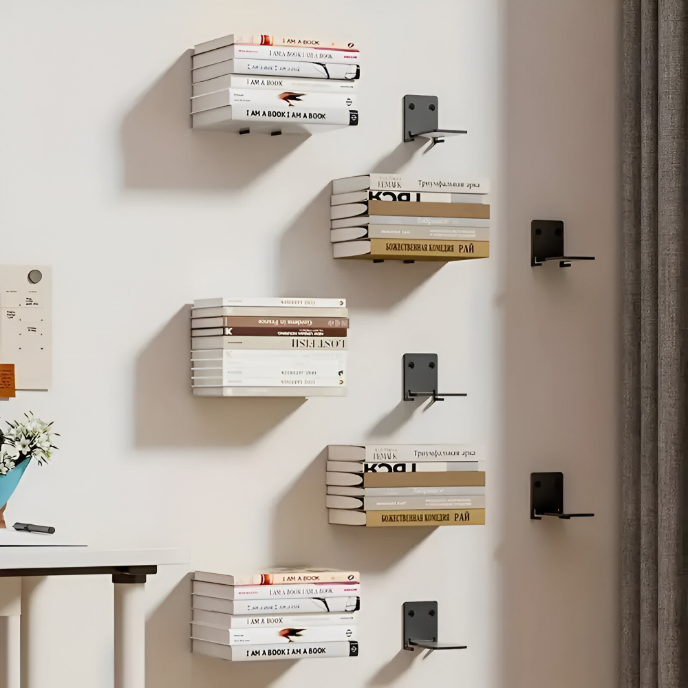 Floating Wall Shelf | Stealth Suspension Style for Books | Robust Iron Mounting Bracket | FloatShelf