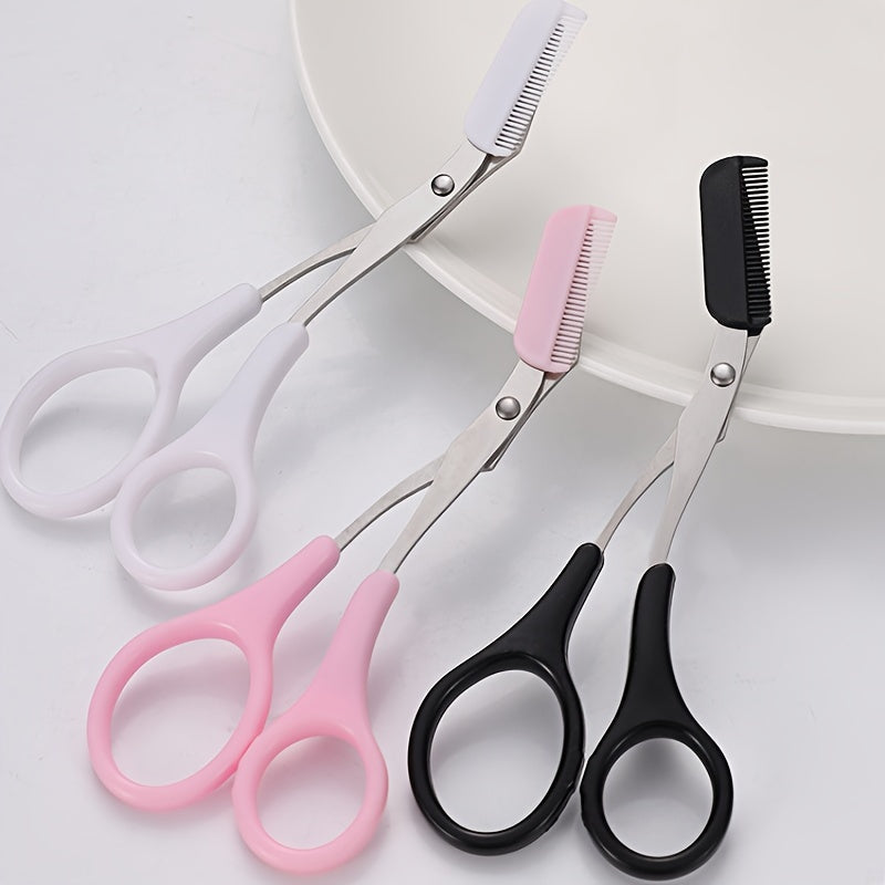 GroomPro - Stainless Steel Eyebrow Scissors with Integrated Comb