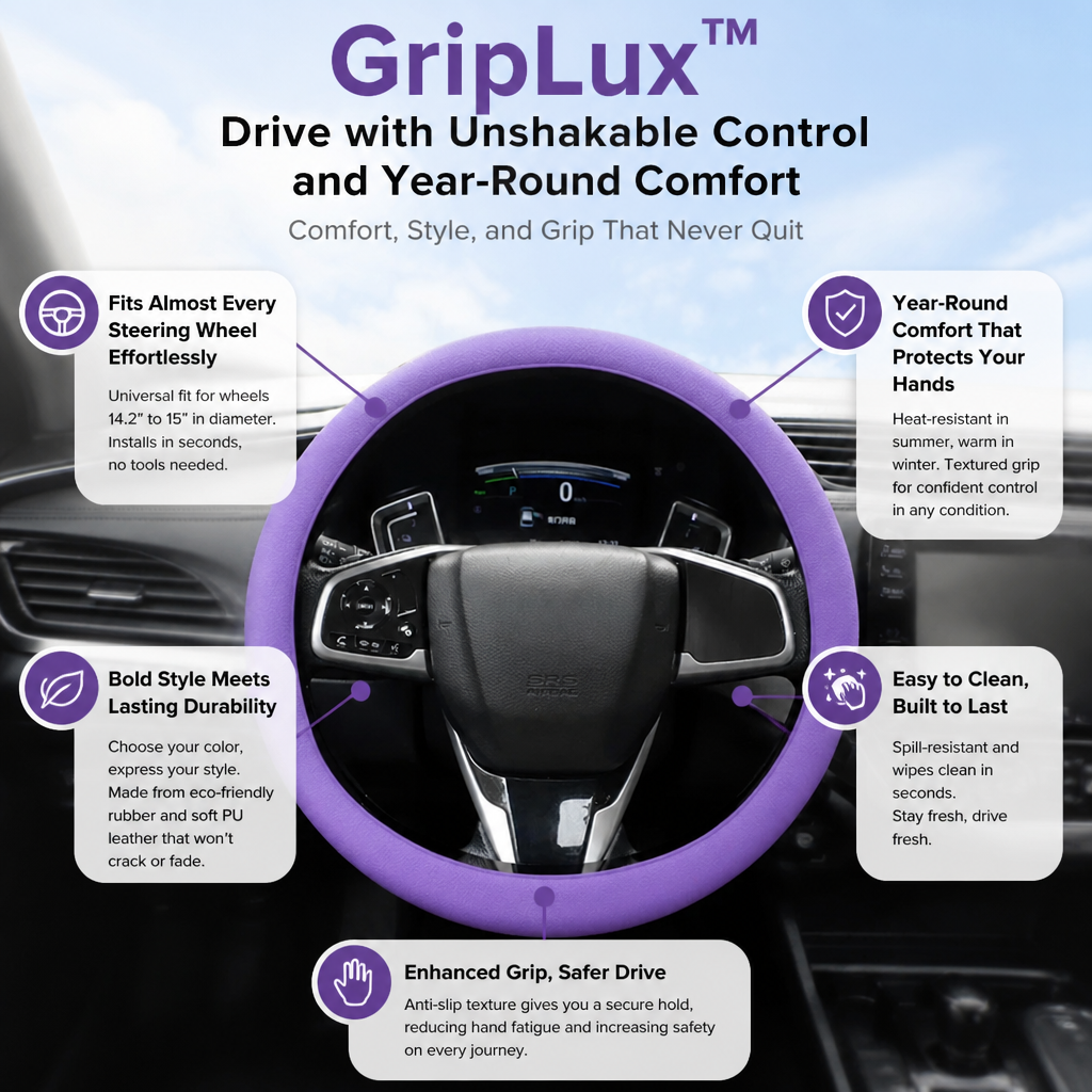 GripLux™ — Drive with Unshakable Control and Year-Round Comfort