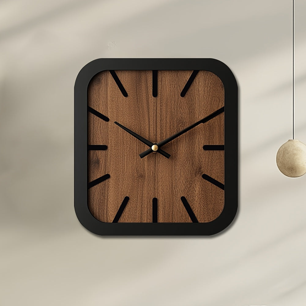 TimberCraft - Artisan Square Wooden Clock with Battery Operation