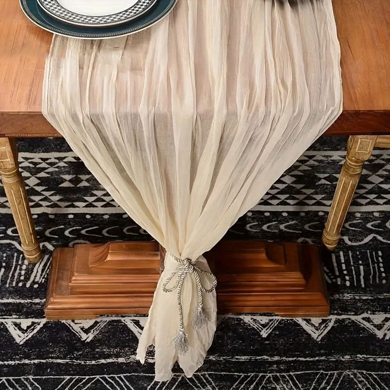 Crinkled Cheese Tablecloth for Stylish Boho and Holiday Decor