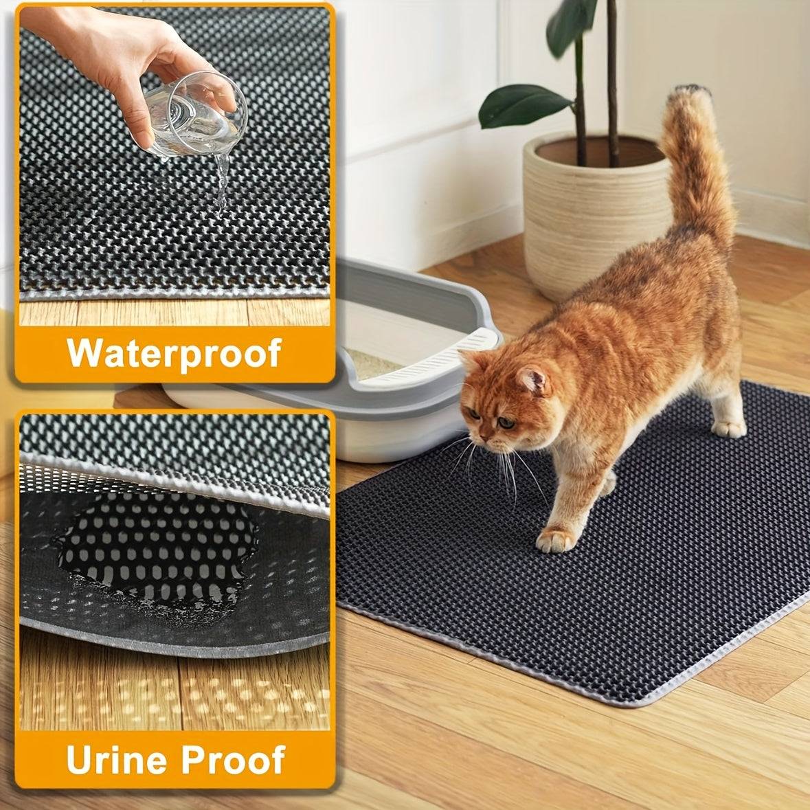 PurrfectClean - Waterproof Honeycomb Cat Litter Mat with Odor Control