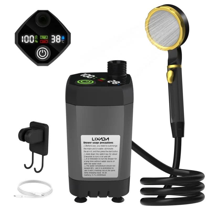 Portable Shower Pump for Camping with Digital Screen