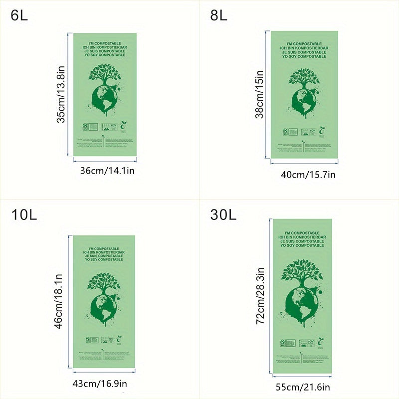 Eco-Friendly Thick Compost Bags for Kitchen Waste - 6L to 30L