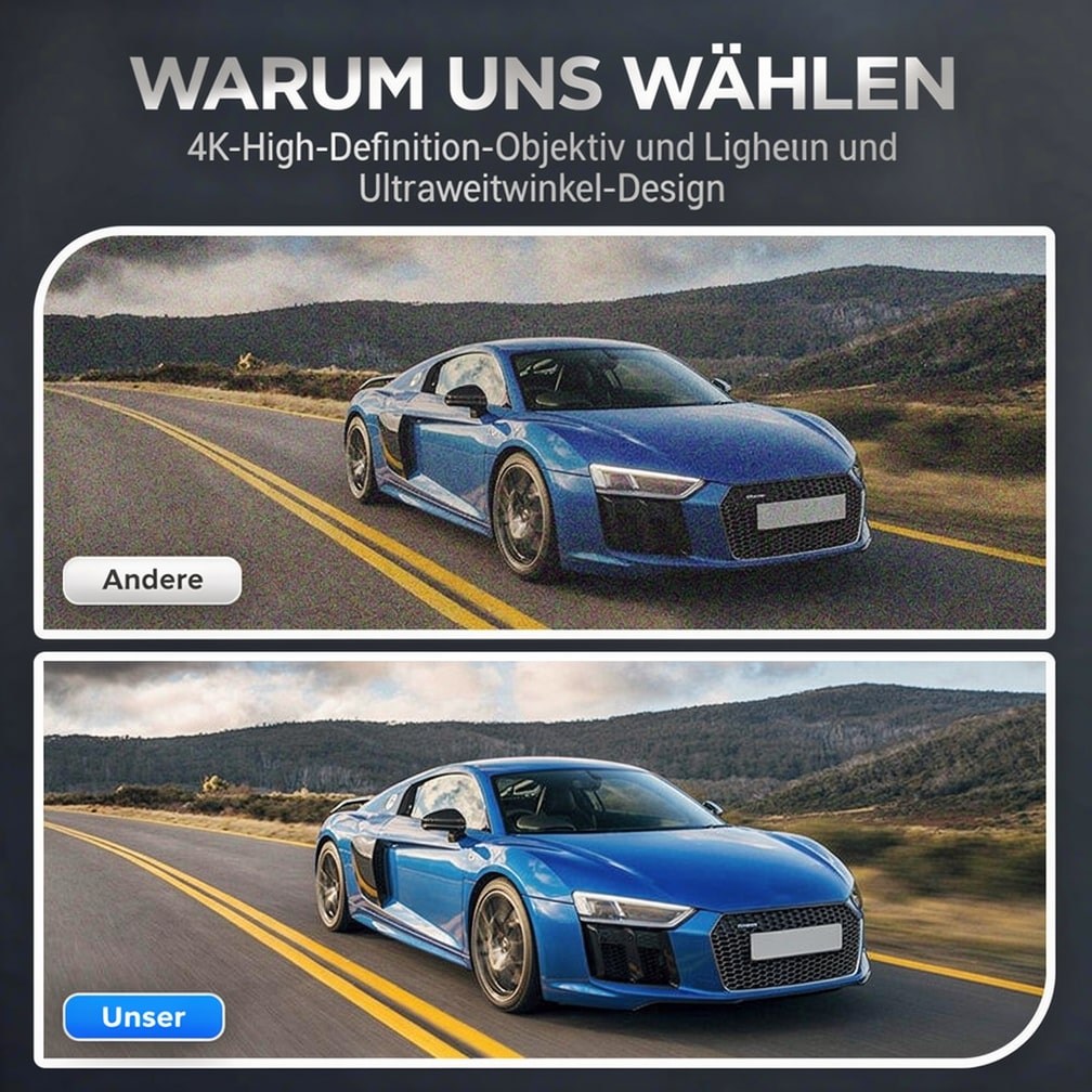 Dual View Dashboard Camera with Rear Parking Assistance
