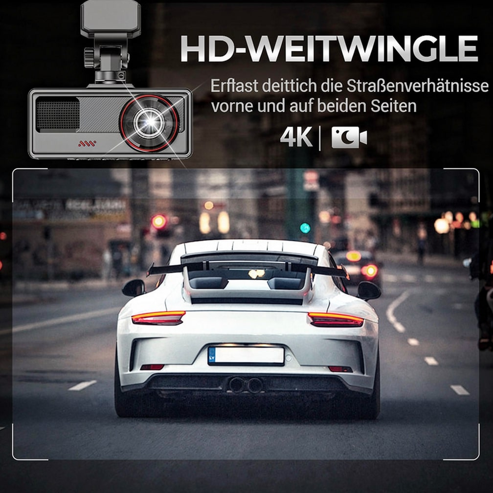 Dual View Dashboard Camera with Rear Parking Assistance