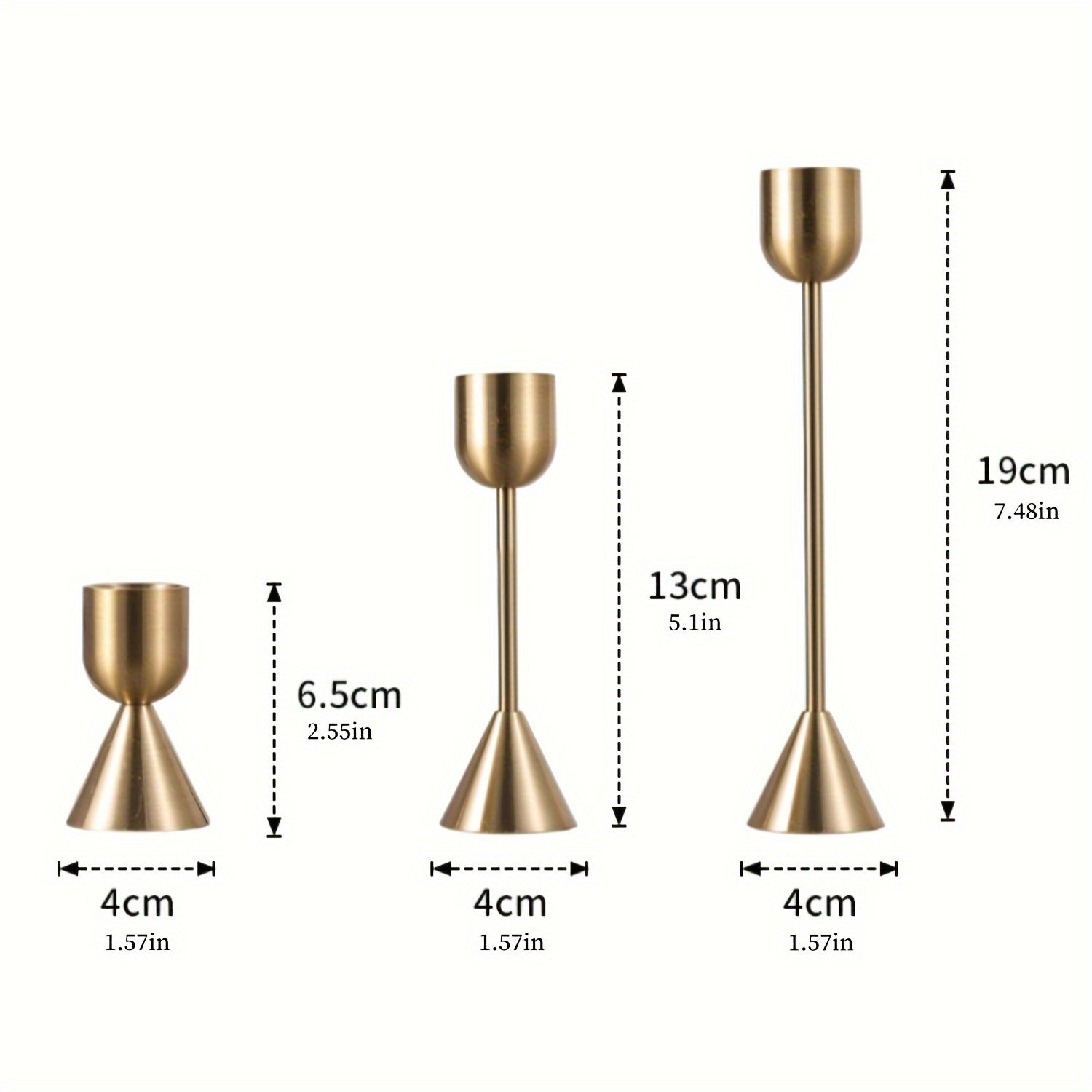Lustrous Triad - Set of 3 Curved Copper Candlestick Holders