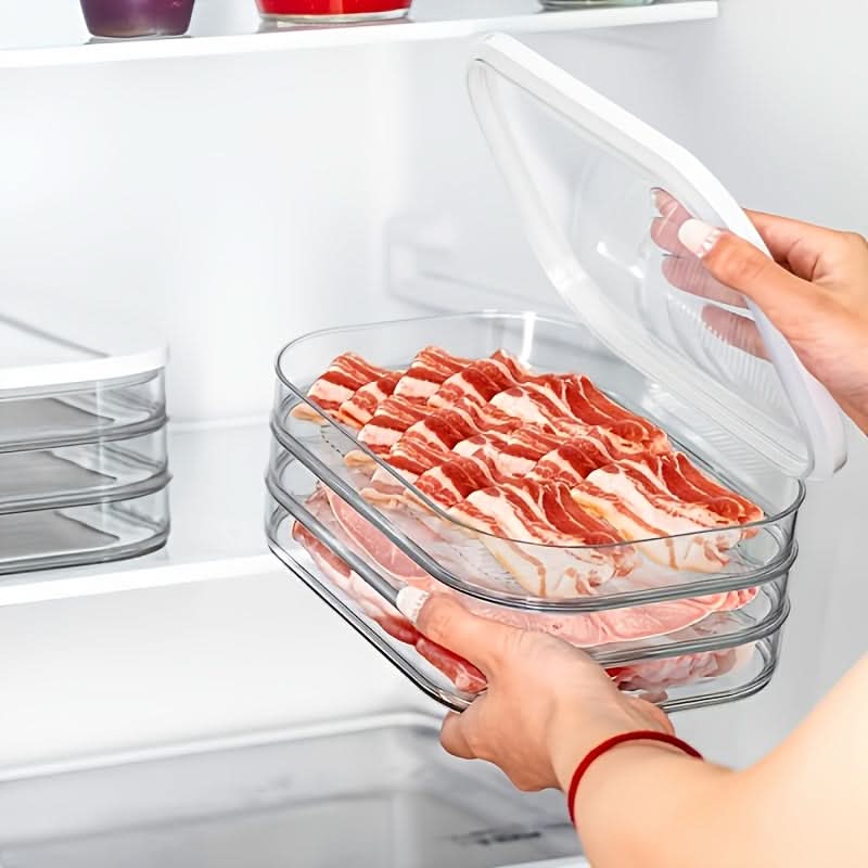 Stackable Food Storage Bins for Organizing Refrigerator and Freezer