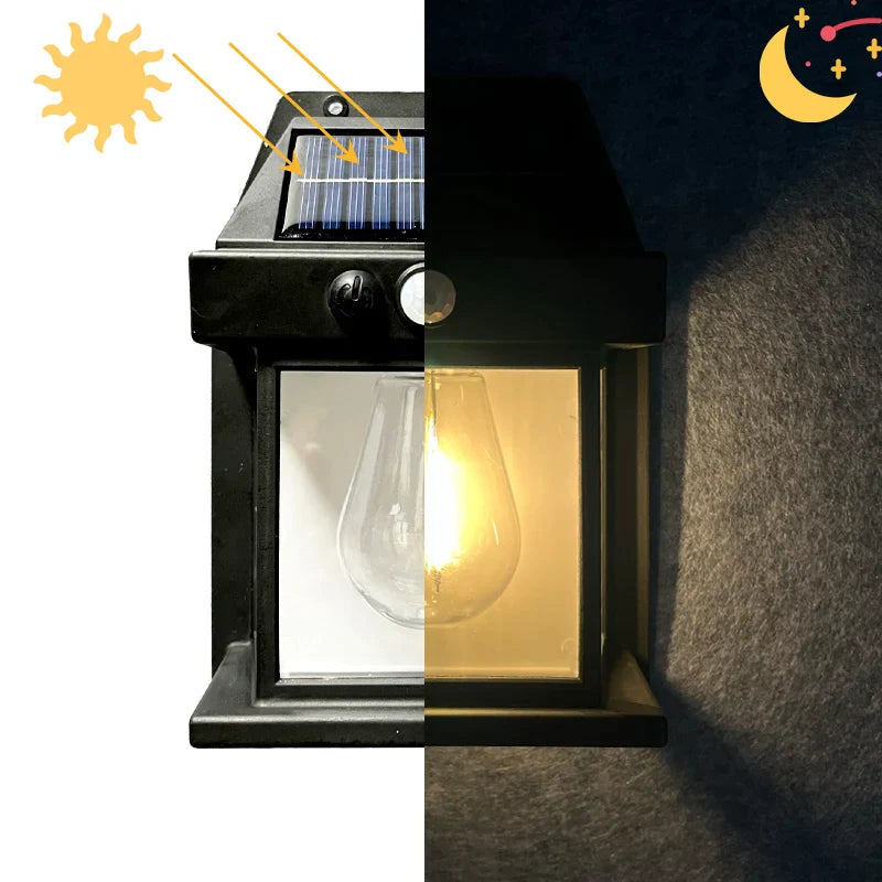 Solar Lantern Wall Light with Motion Sensor – Set of 2