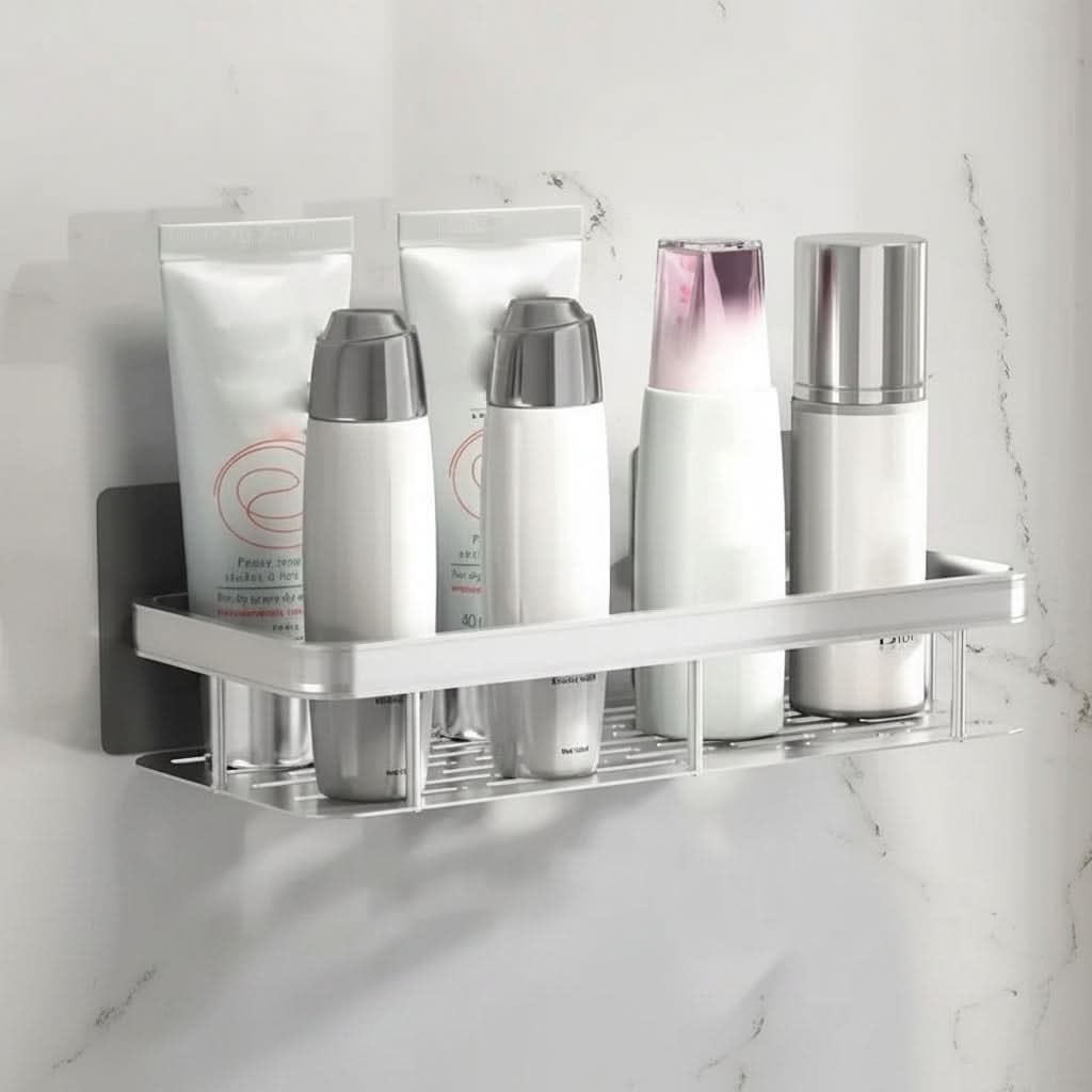 Aluminum Wall-Mounted Shelf Organizer for Bathroom Storage