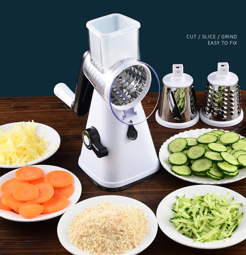 Rotary Vegetable Grater | Drum Shredding Blades | Stable Non-Slip Suction Base | SliceCraft