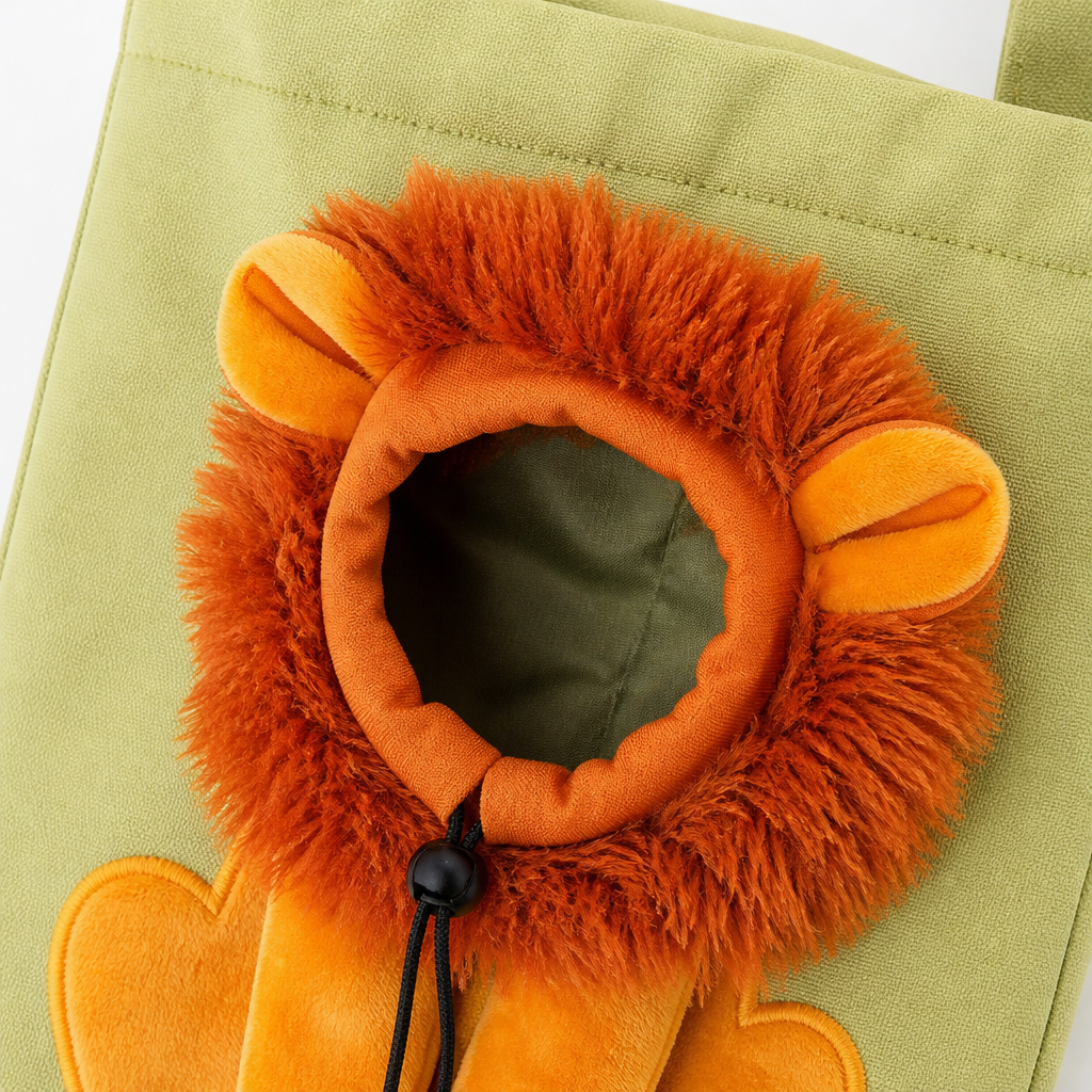 LumiPaw™ – Cuddly Lion Canvas Shoulder Pet Carrier with Plush Mane Hood