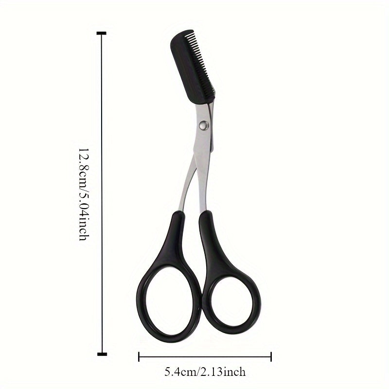 GroomPro - Stainless Steel Eyebrow Scissors with Integrated Comb