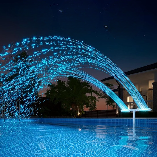 Solar-Powered RGB Fountain for Pool – Evening Light Display